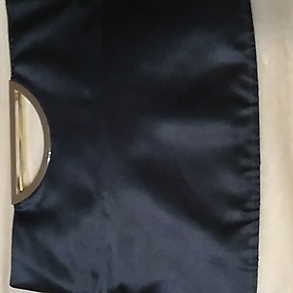 Black Satin Handbag/Clutch With Golden Sequin Golden Hardware - Picture 6 of 6